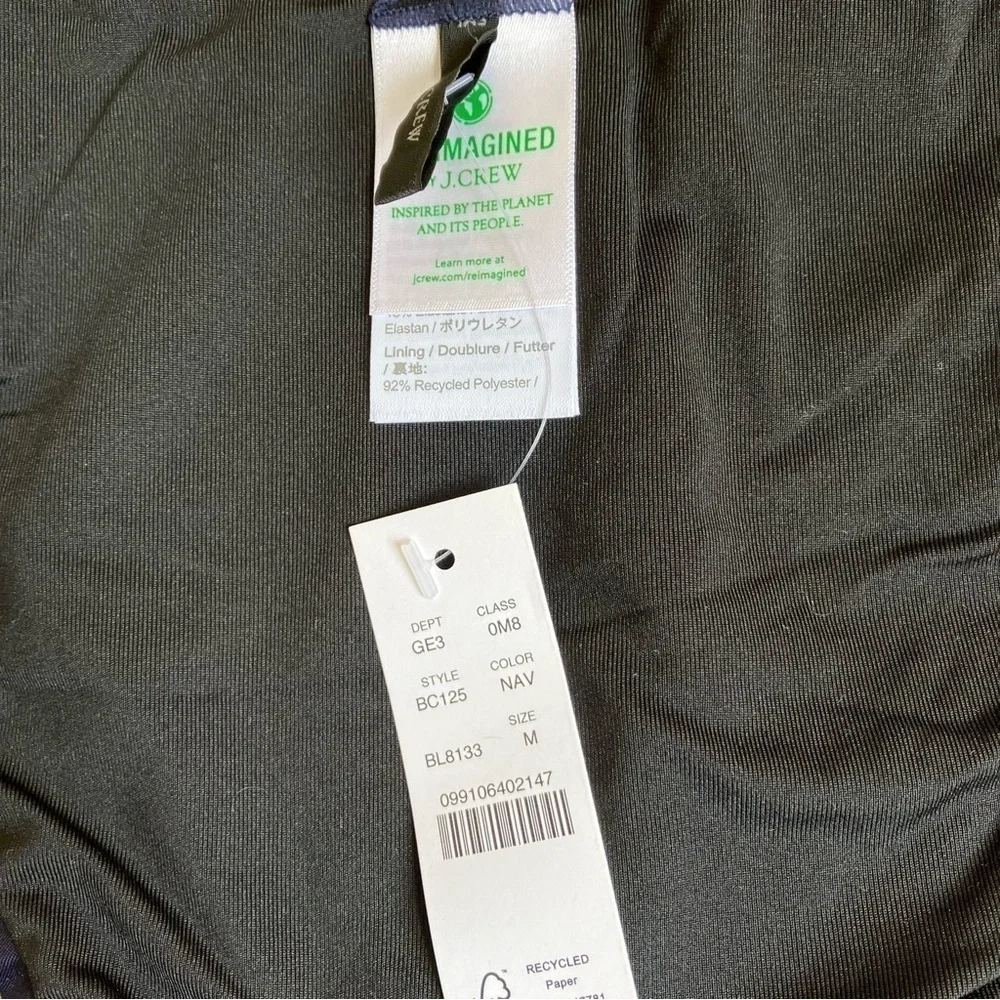 NWT J. Crew Navy Blue Curved Waist Cheeky Bikini Bottoms Minimalist Sz M